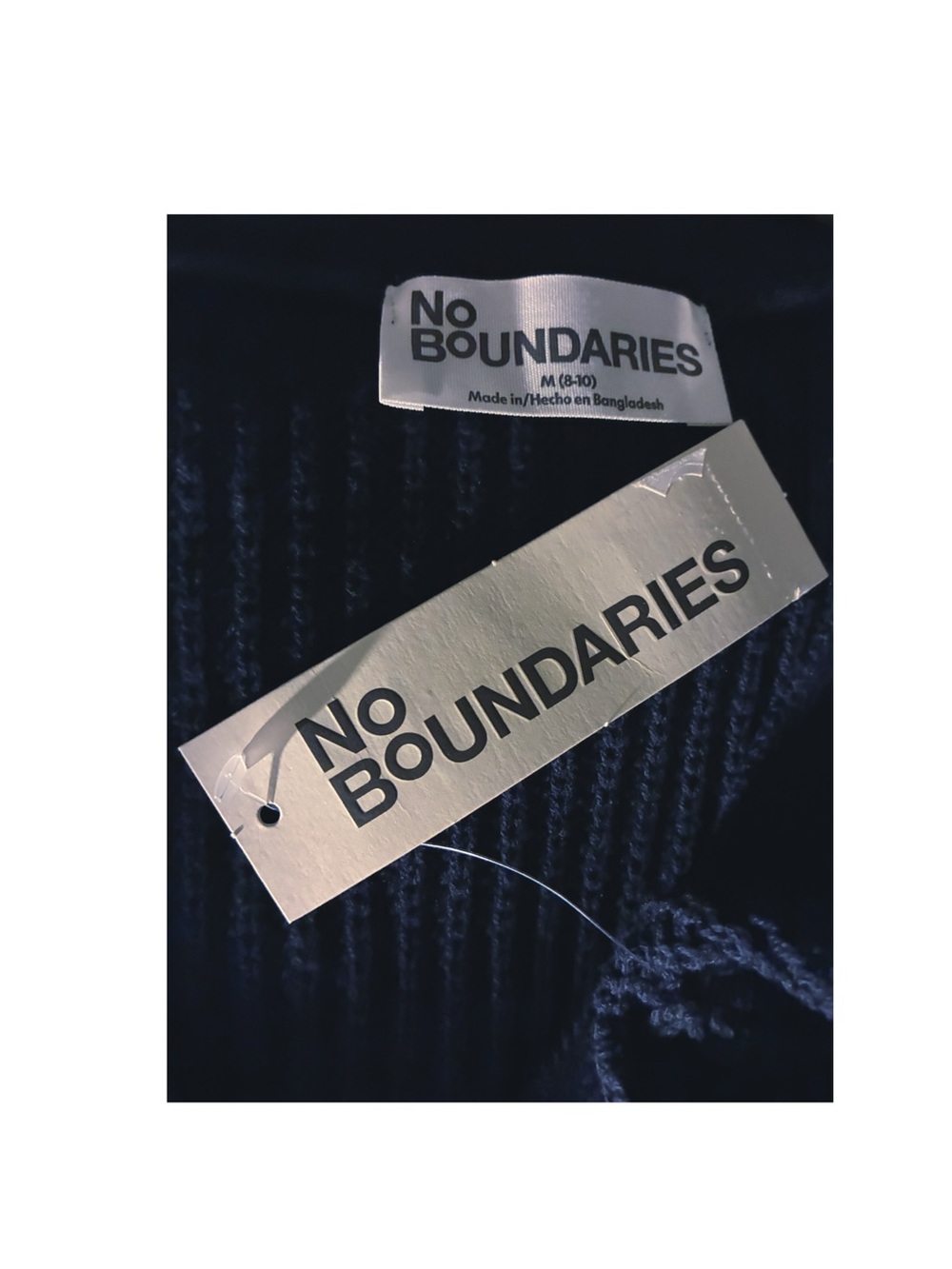 No Boundaries Navy Ribbed V-Neck Button Cardigan - Picture 7 of 10